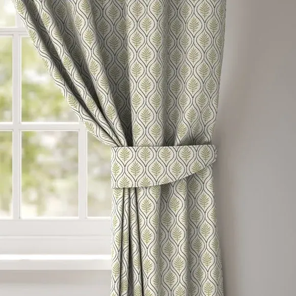 Curtain Tieback with Geometric Print - Olive image