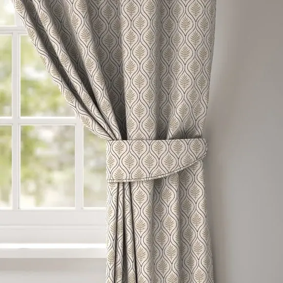 Curtain Tieback with Geometric Print - Sand
