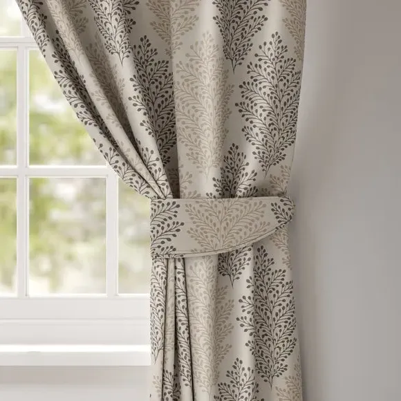 Curtain Tieback with Leaf Design - Charcoal