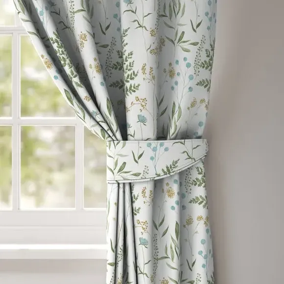 Curtain Tieback with Leaf Design - Duckegg, Cotton