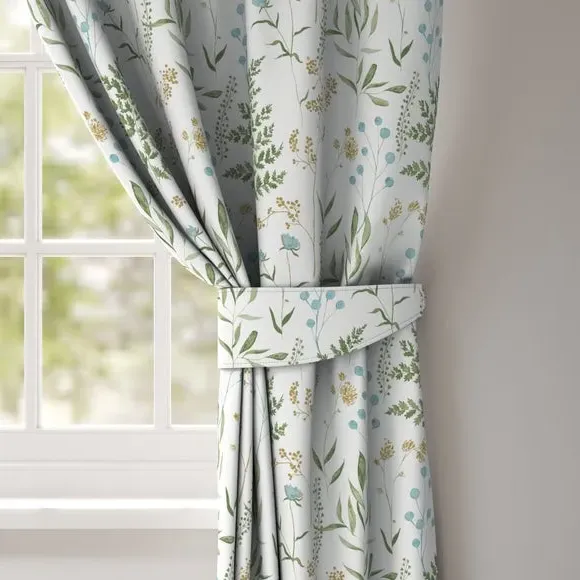 Curtain Tieback with Leaf Design - Duckegg, Cotton image