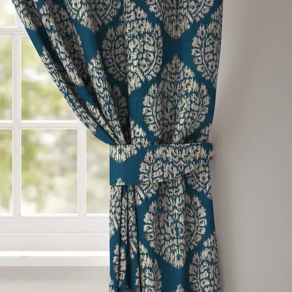 Curtain Tieback with Leaf Design - Indigo image