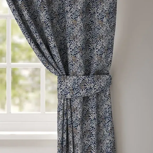 Curtain Tieback with Leaf Design - Indigo