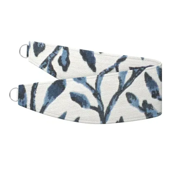 Curtain Tieback with Leaf Design - Navy, Velvet