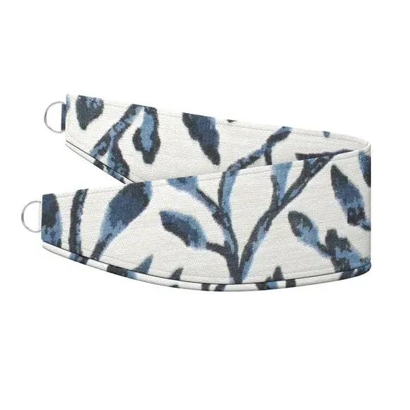 Curtain Tieback with Leaf Design - Navy, Velvet