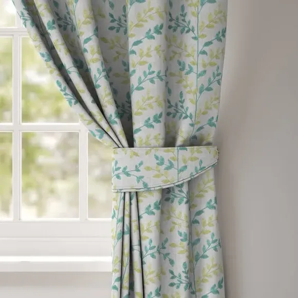 Curtain Tieback with Leaf Design - Sky, Cotton