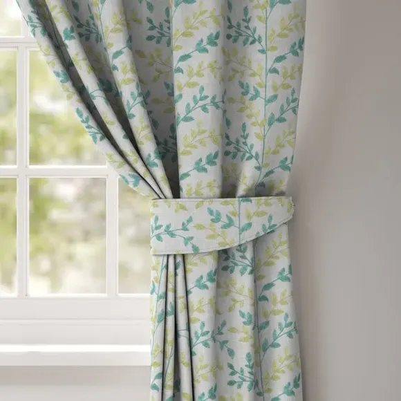 Curtain Tieback with Leaf Design - Sky, Cotton image