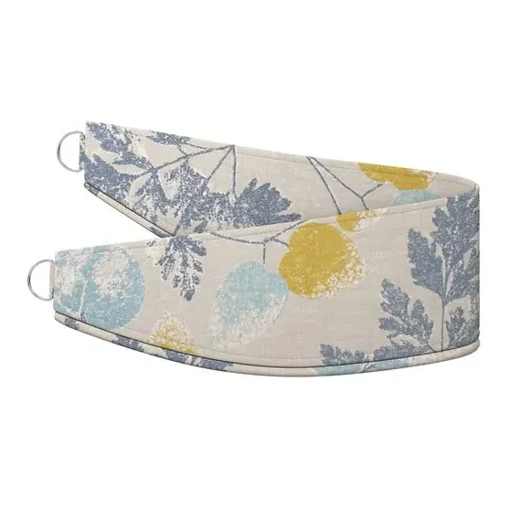 Curtain Tieback with Leaf Pattern - Indigo