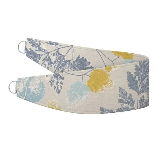 Curtain Tieback with Leaf Pattern - Indigo