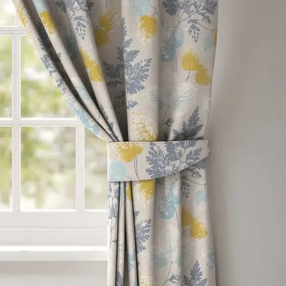 Curtain Tieback with Leaf Pattern - Indigo image