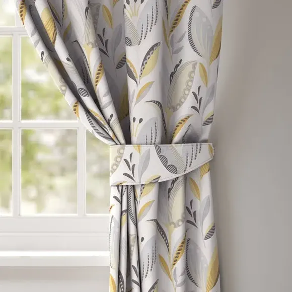 Curtain Tieback with Leaf Pattern - Ochre image