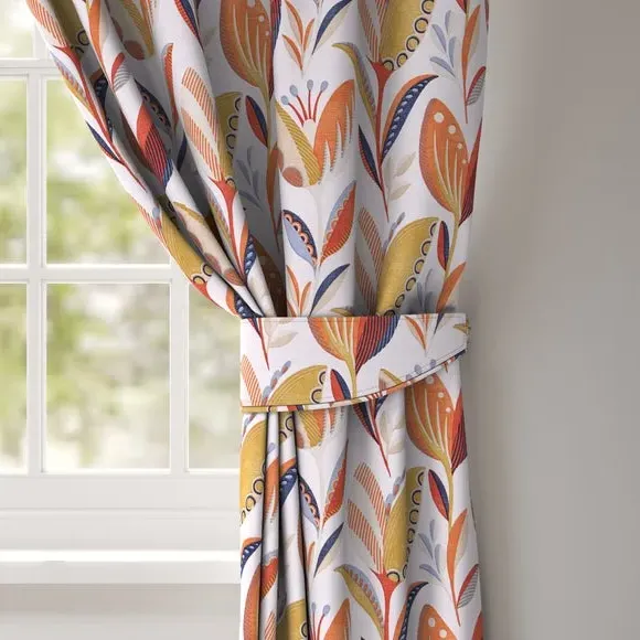 Curtain Tieback with Leaf Pattern - Orange