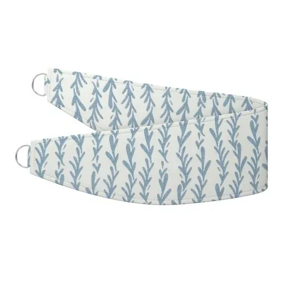 Curtain Tieback with Leaf Print - Blue, Cotton