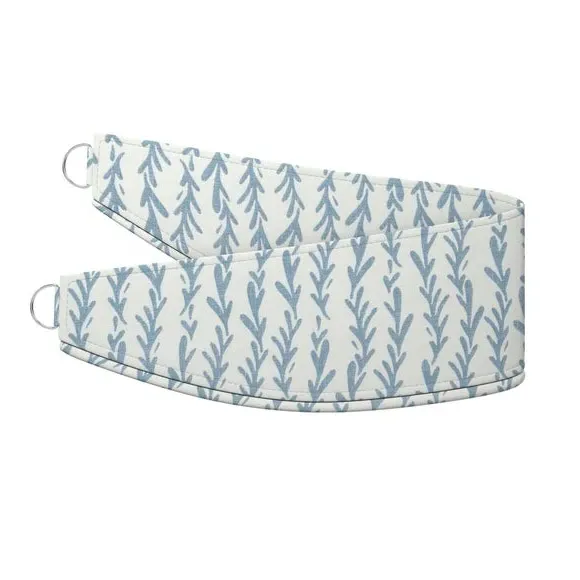 Curtain Tieback with Leaf Print - Blue, Cotton