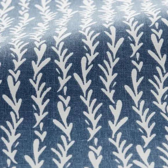 Curtain Tieback with Leaf Print - Indigo, Cotton