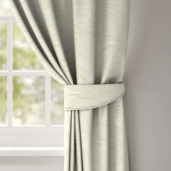 Curtain Tieback with Leaf Trail - Ivory, Cotton