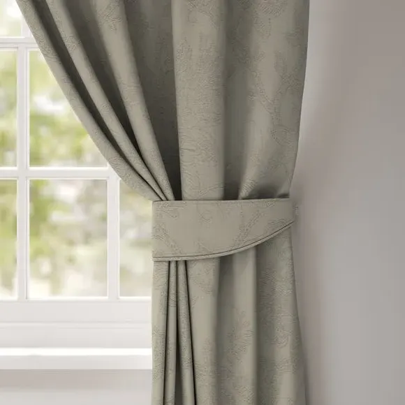Curtain Tieback with Leaf Trail - Taupe, Cotton