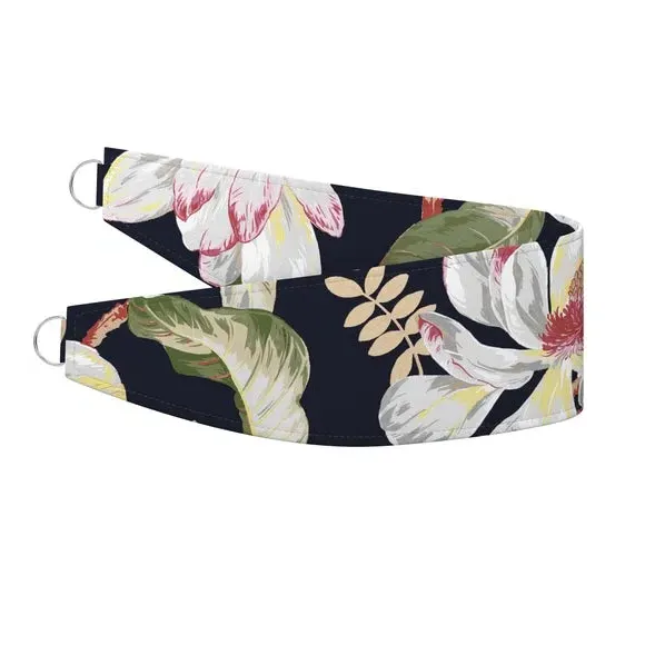 Curtain Tieback with Magnolia Print - Black, Velvet