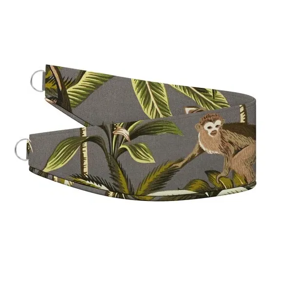 Curtain Tieback with Monkey Print - Stone