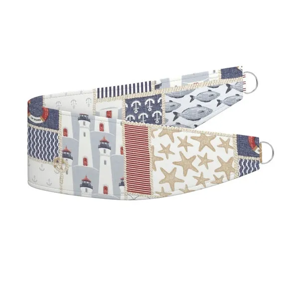Curtain Tieback with Nautical Print - Blue, Cotton