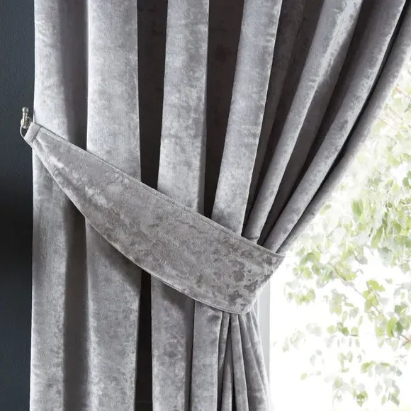 Curtain Tieback with Pencil Pleat - Silver, Velour image
