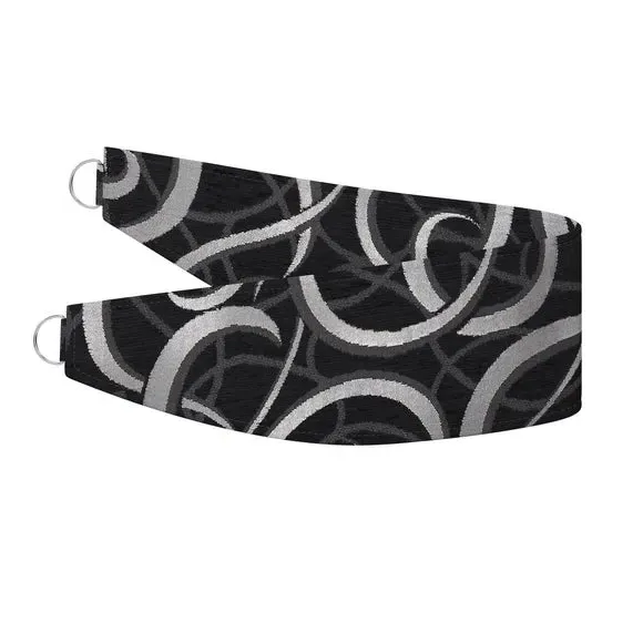 Curtain Tieback with Piped Edge - Black, Jacquard