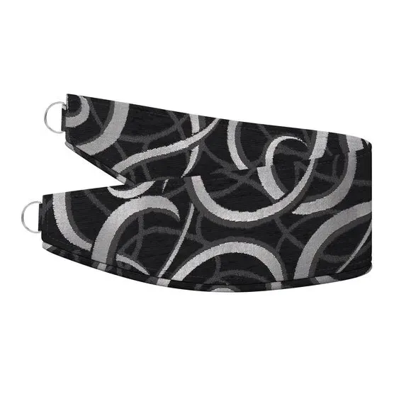 Curtain Tieback with Piped Edge - Black, Jacquard
