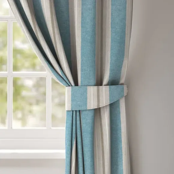 Curtain Tieback with Piped Edge - Blue, Cotton image