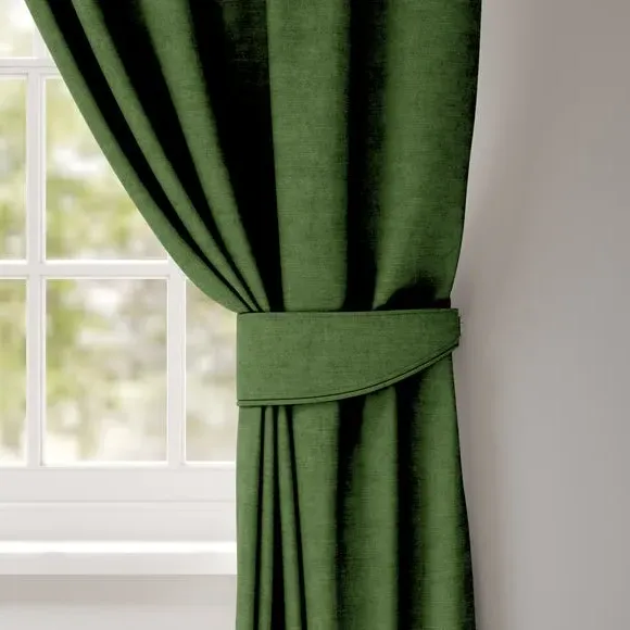 Curtain Tieback with Piped Edge - Forest, Velvet