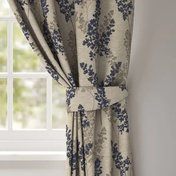 Curtain Tieback with Piped Edge - Navy, Fabric image