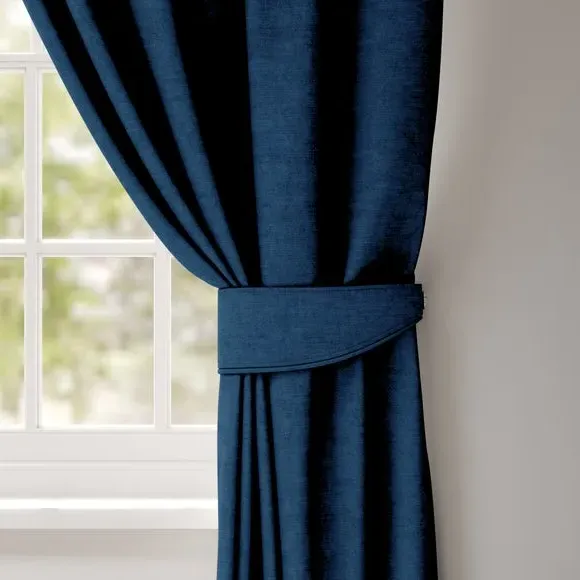 Curtain Tieback with Piped Edge - Navy, Velvet