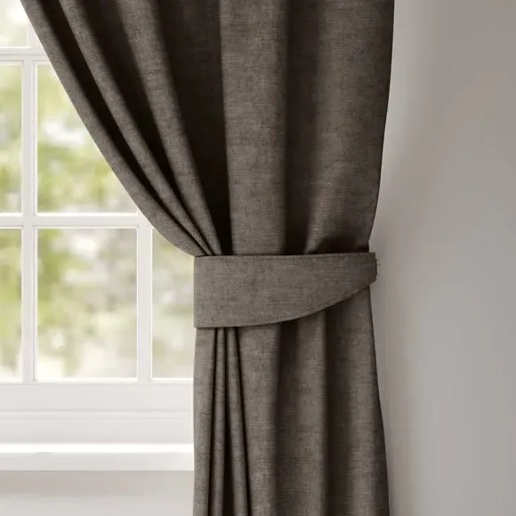 Curtain Tieback with Piped Edge - Pewter, Velvet