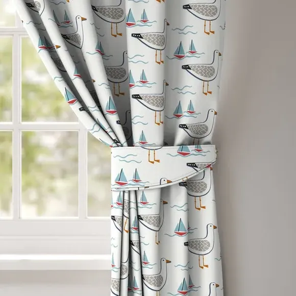 Curtain Tieback with Seagull Pattern - Multi, Cotton