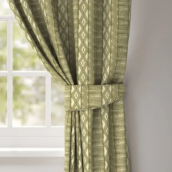 Curtain Tieback with Stripe Design - Olive