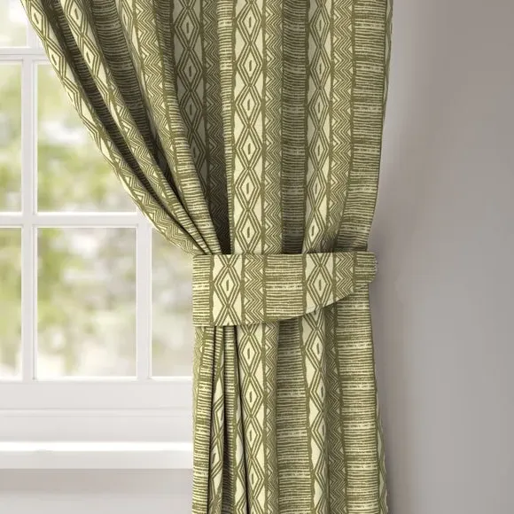 Curtain Tieback with Stripe Design - Olive image