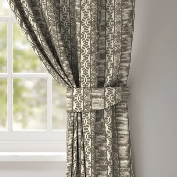 Curtain Tieback with Stripe Design - Pebble