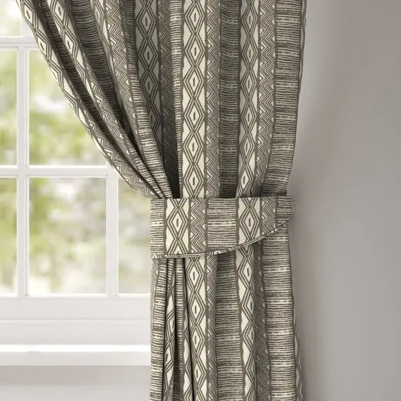 Curtain Tieback with Stripe Design - Pebble
