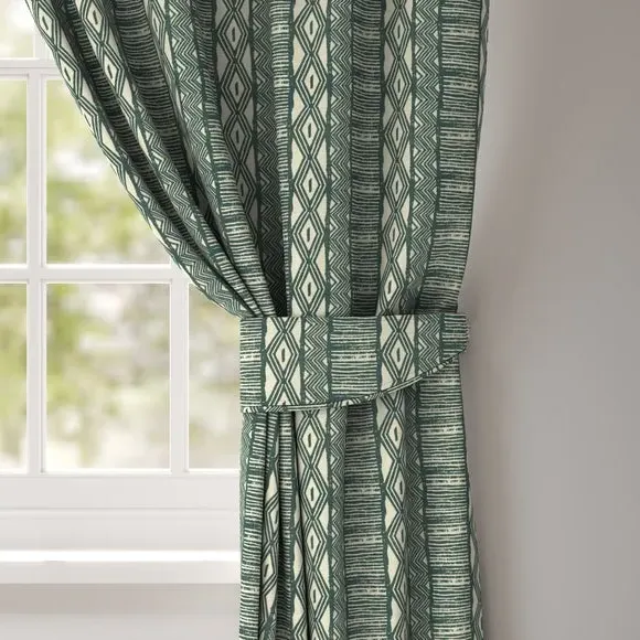 Curtain Tieback with Stripe Design - Storm