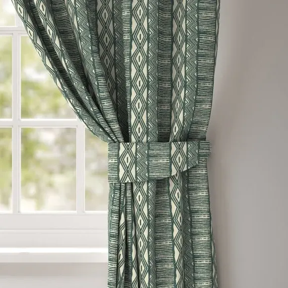 Curtain Tieback with Stripe Design - Storm