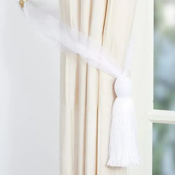 Curtain Tieback with Tassel - White, Voile image