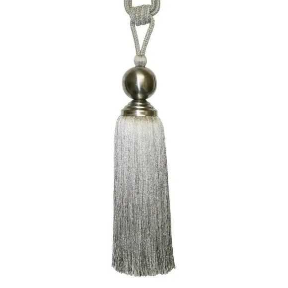Curtain Tieback with Tassels - Warm Grey, Steel image