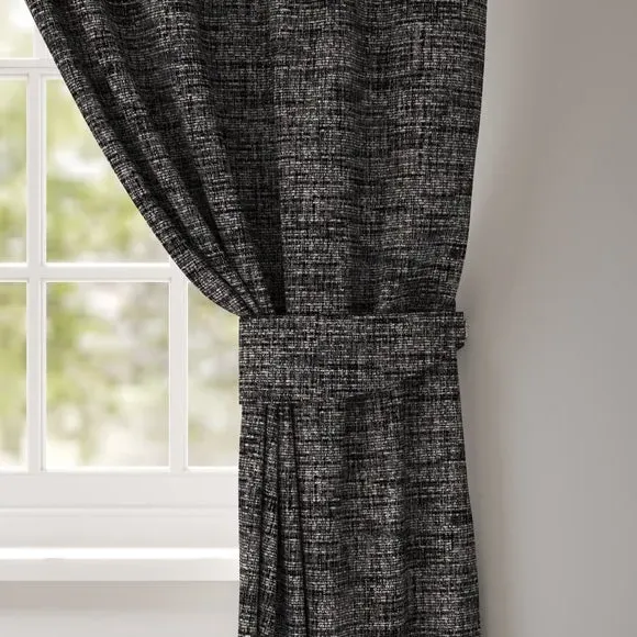 Curtain Tieback with Textured Print - Charcoal
