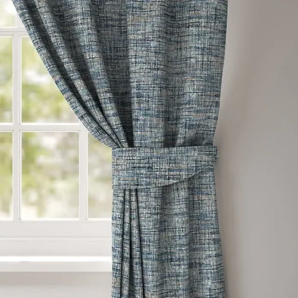 Curtain Tieback with Textured Print - Denim