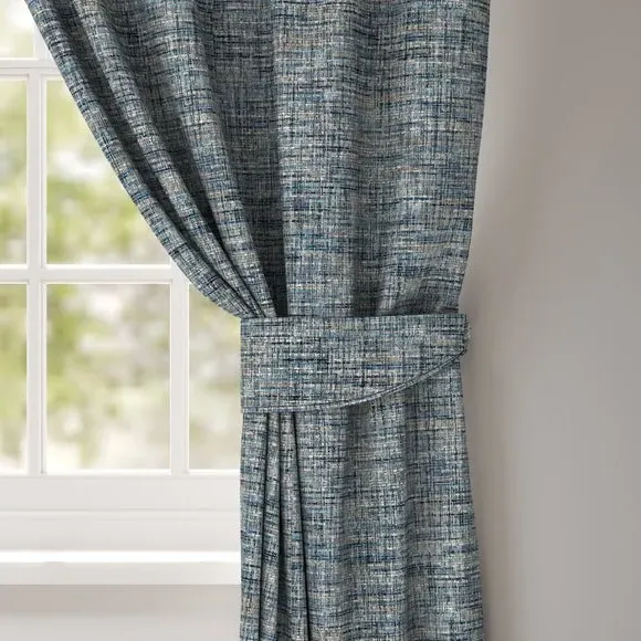 Curtain Tieback with Textured Print - Denim