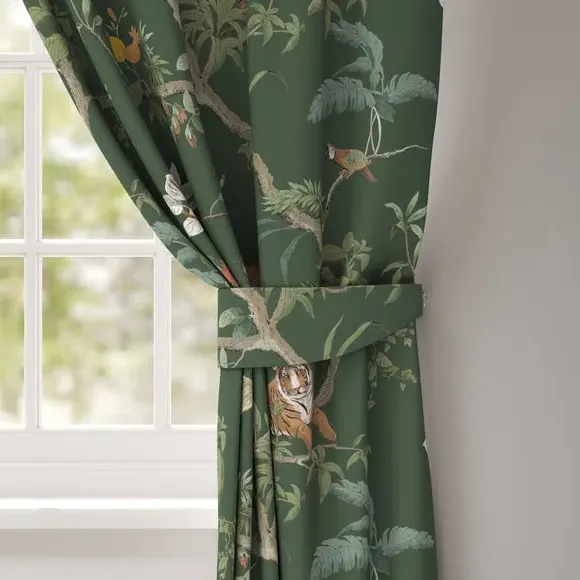 Curtain Tieback with Tiger Print - Olive, Velvet image