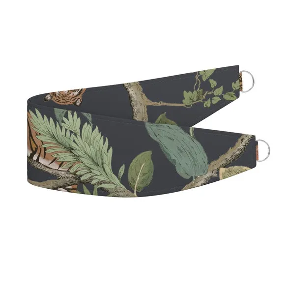 Curtain Tieback with Tiger Print - Slate, Velvet