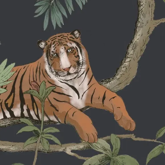 Curtain Tieback with Tiger Print - Slate, Velvet