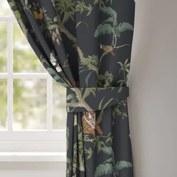 Curtain Tieback with Tiger Print - Slate, Velvet