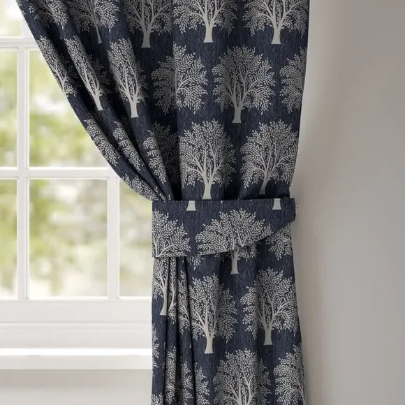 Curtain Tieback with Tree Design - Indigo image