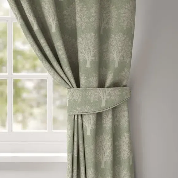 Curtain Tieback with Tree Design - Seafoam